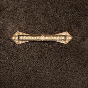 Elegant Art Deco Pin with Crystals and Black Bar